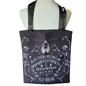 Gothic Black Skeleton Ouija Board Design Tote Bag